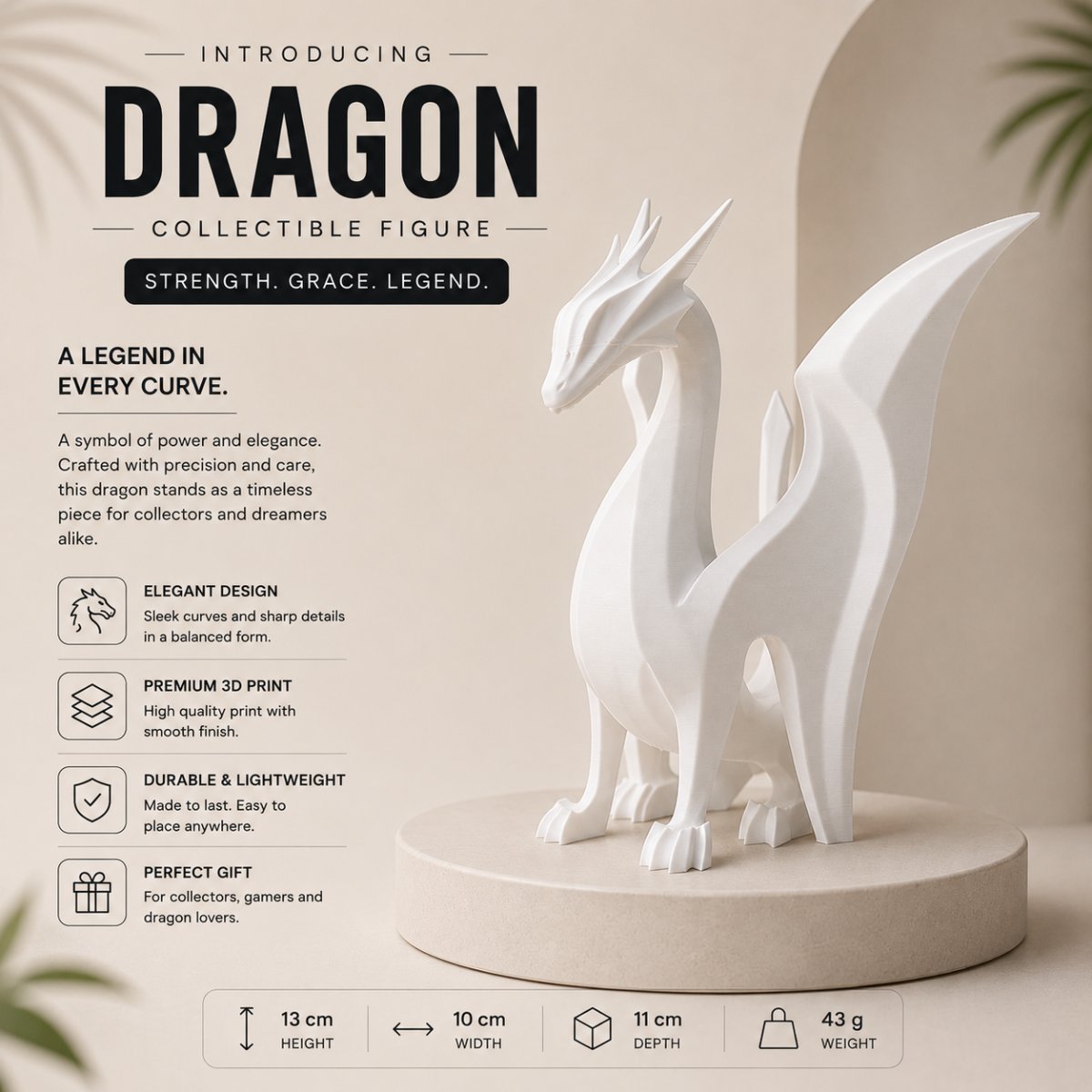 3D Printed Dragon Showpiece Collectible